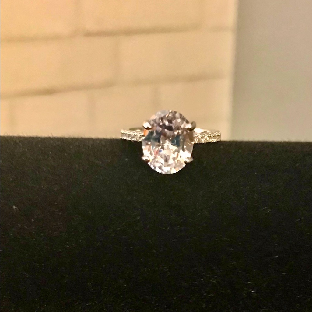 Oval Cut Cubic Zirconia Sterling Silver Ring